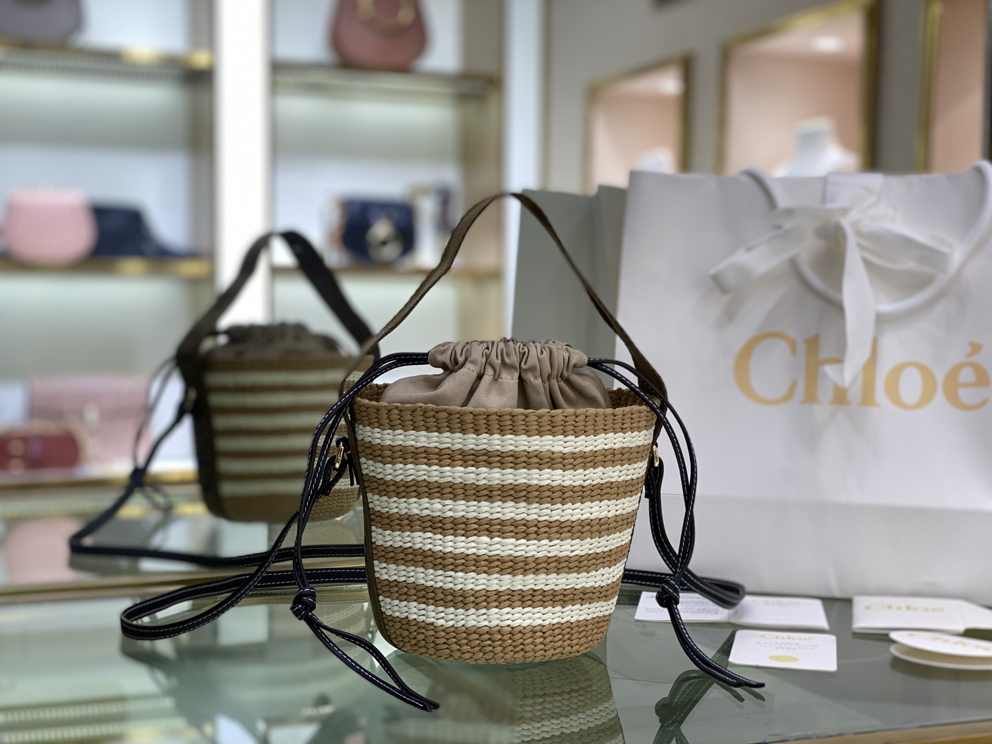 Chloe Small Woody Basket In Natural Fibers